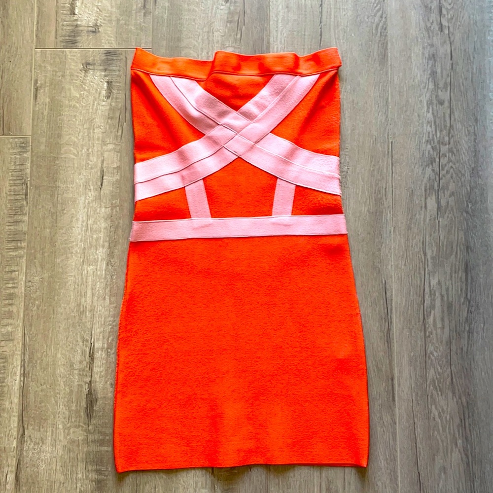Bebe Orange bandage dress